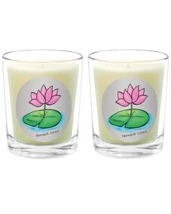Tranquil Lotus Two Scented Beeswax Candle Set Home