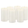 6pk Unscented Flat Top Smooth Pillar Candles White - Stonebriar Collection