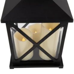 Northlight 12.5" Black Candle Lantern With 3 Flameless LED Candles -Glow Essence Cheap Store GUEST 1ee1cee3 eb9a 4e1c aa2d 936b174b0604