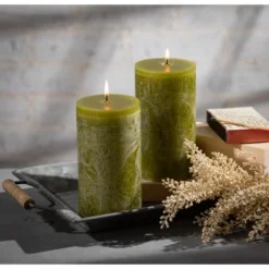 Moss Timber Pillar Candles - Set Of 2 -Glow Essence Cheap Store GUEST 1f432236 3383 4ea3 9f5b 12ed1484409f