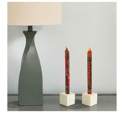 Global Crafts Unscented Hand-Painted Dinner Candles, Set Of 2 1 Global Crafts Unscented Hand-Painted Dinner Candles, Set Of 2