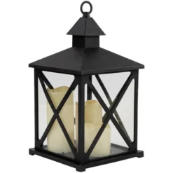 Northlight 12.5" Black Candle Lantern With 3 Flameless LED Candles -Glow Essence Cheap Store GUEST 88f5a02b 4f64 4486 9b8b e45bc3629743
