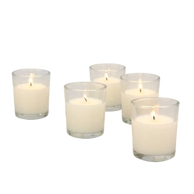 48pk Unscented Long Burning Clear Glass Wax Candles Ivory - Stonebriar Collection 1 48pk Unscented Long Burning Clear Glass Wax Candles Ivory - Stonebriar Collection