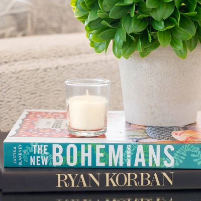 48pk Unscented Long Burning Clear Glass Wax Candles Ivory - Stonebriar Collection 2 48pk Unscented Long Burning Clear Glass Wax Candles Ivory - Stonebriar Collection - Image 2