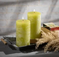 Green Grape Pillar Candles - Set Of 2