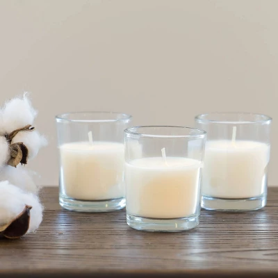 48pk Unscented Long Burning Clear Glass Wax Candles Ivory - Stonebriar Collection 3 48pk Unscented Long Burning Clear Glass Wax Candles Ivory - Stonebriar Collection - Image 3