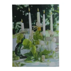 Northlight LED Lighted Champagne Taper Candles And Seashells Canvas Wall Art 15.75" X 11.75"