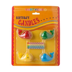 Four Birthday Candles In Whale Shaped Colored Holders (4 Pieces Pack) -Glow Essence Cheap Store lg item 9635 08